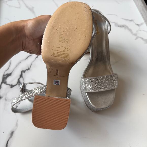 Larroude Dolly Crystal Sandal Platform Gray Suede Size 8 - Picture 8 of 9